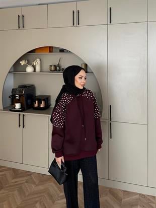 Taşlı Scuba Sweat Bordo