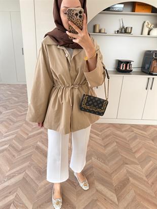 Taşlı Trenç Bej
