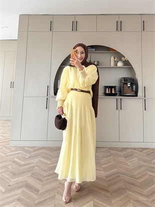 Teal Dikiş Detaylı Etekli Takım ButterYellow (5726)