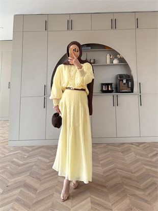 Teal Dikiş Detaylı Etekli Takım ButterYellow (5726)