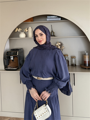 Teal Dikiş Detaylı Etekli Takım İndigo (5736)