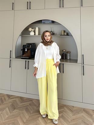 Keten Pantolon Sarı