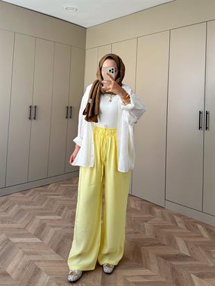 Keten Pantolon Sarı