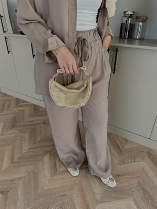 Keten Pantolon Vizon