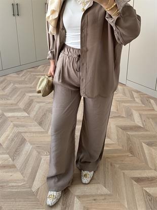 Keten Pantolon Vizon