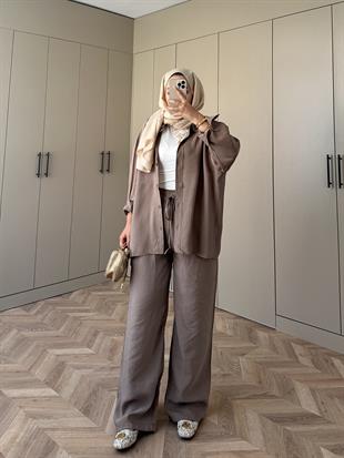 Keten Pantolon Vizon