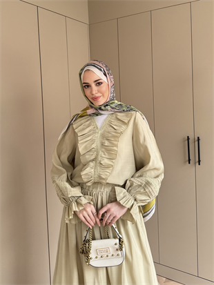 Tiaga Dantel Detaylı Fırfırlı Etekli Takım Mint Yeşili (5705)
