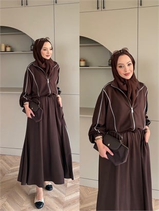 Tiana Oysh Etekli Takım Kahve (4553)