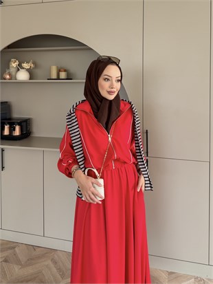 Tiana Oysh Etekli Takım Kırmızı (4553)