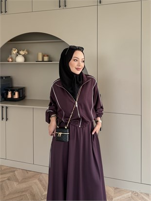 Tiana Oysh Etekli Takım Mürdüm (4553)