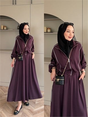 Tiana Oysh Etekli Takım Mürdüm (4553)