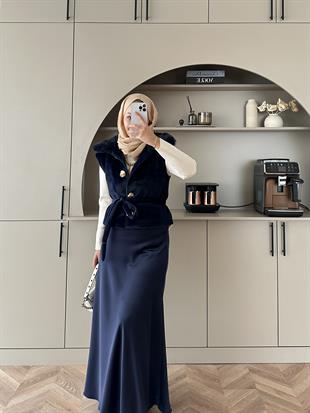 Tiana Saten Etek Lacivert