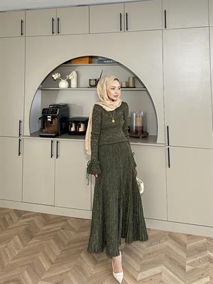 Tina Simli Etekli Takım Haki