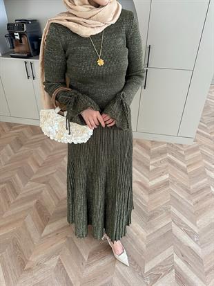 Tina Simli Etekli Takım Haki