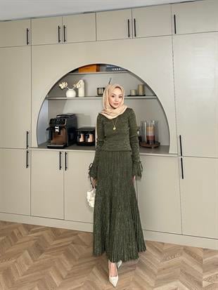 Tina Simli Etekli Takım Haki