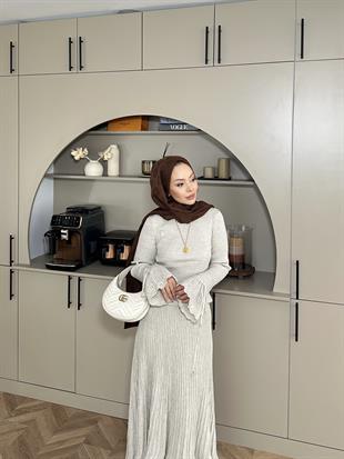 Tina Simli Etekli Takım Krem