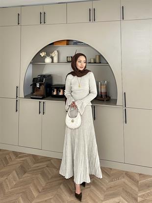 Tina Simli Etekli Takım Krem