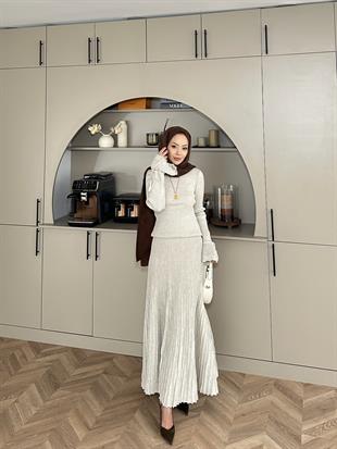 Tina Simli Etekli Takım Krem