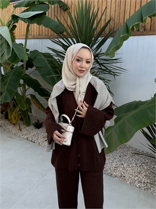 Tisho Fitilli Pantolonlu Takım Kahve (25630)