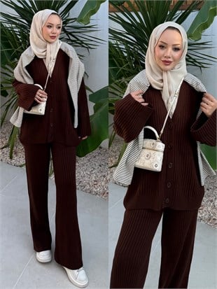 Tisho Fitilli Pantolonlu Takım Kahve (25630)