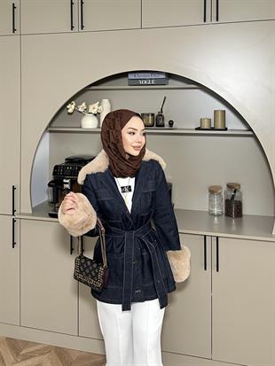 Toby Peluş Detaylı Kot Ceket