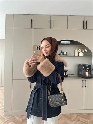 Toby Peluş Detaylı Kot Ceket