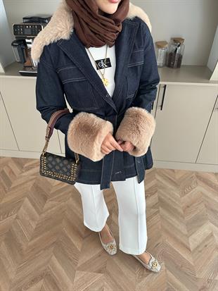 Toby Peluş Detaylı Kot Ceket