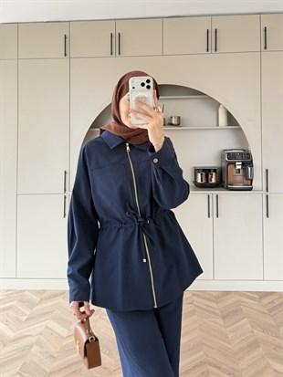 Toffee Fermuarlı Pantolonlu Takım Lacivert (8014)