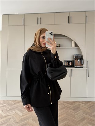 Toffee Fermuarlı Pantolonlu Takım Siyah (8014)