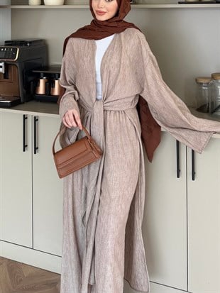Tokyo Yırtmaçlı Kimono Pantolonlu Takım kahve (5813)