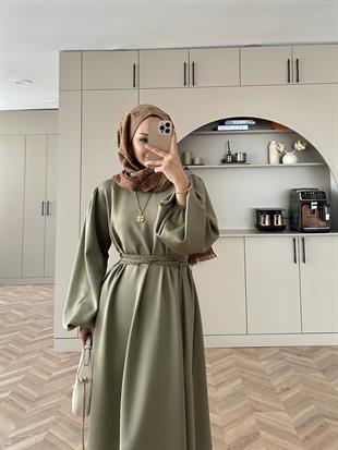 Tuana Scuba Elbise Haki