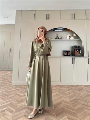 Tuana Scuba Elbise Haki