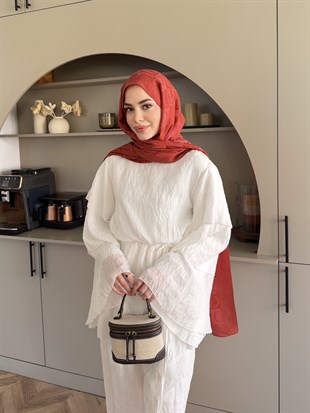 Tuay Kat Kat Pantolonlu Takım Beyaz (4503)