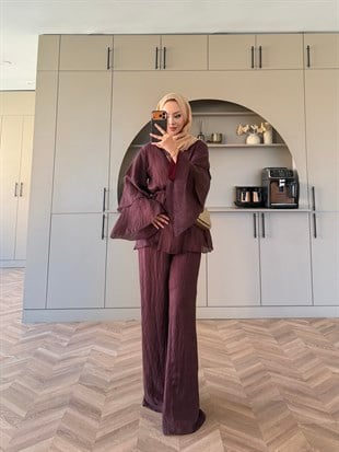 Tuay Kat Kat Pantolonlu Takım Mürdüm (4503)