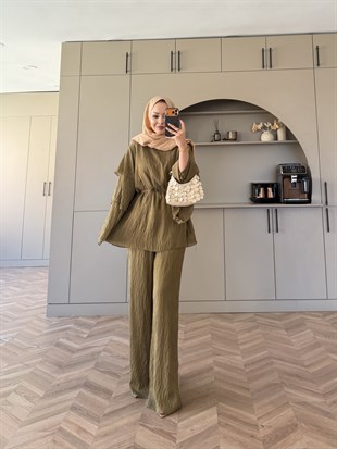 Tuay Kat Kat Pantolonlu Takım Yağ Yeşili (4503)
