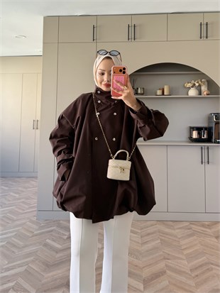 Tuya Çıtçıtlı Bomber Trenç Kahve (4568)
