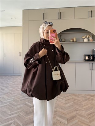 Tuya Çıtçıtlı Bomber Trenç Kahve (4568)
