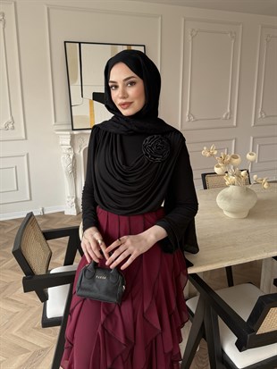 Elegance Fırfırlı Etek Takım  Bordo (5773)