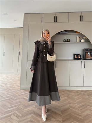 Urban Apoletli Kot Etekli Takım Kahve (8467)