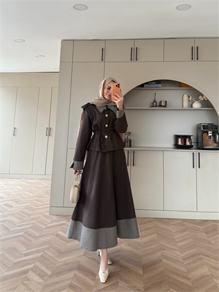 Urban Apoletli Kot Etekli Takım Kahve (8467)