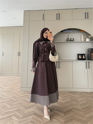 Urban Apoletli Kot Etekli Takım Mürdüm (8467)