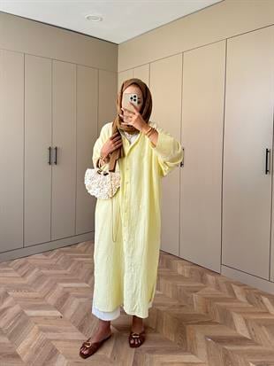 Uzun Müslin Gömlek Sarı