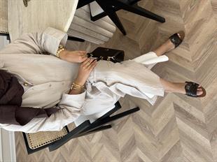 Uzun Müslin Gömlek Bej