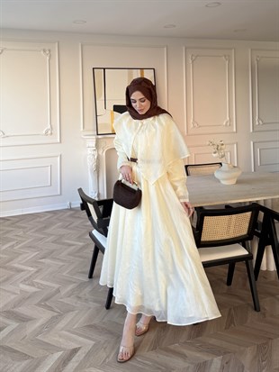 Valeska Pelerinli Elbise Sarı (1912)