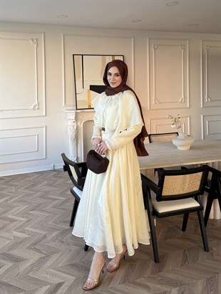 Valeska Pelerinli Elbise Sarı (1912)