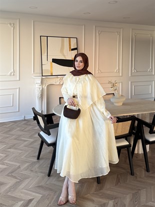 Valeska Pelerinli Elbise Sarı (1912)