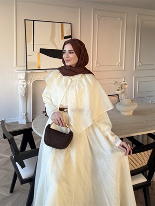 Valeska Pelerinli Elbise Sarı (1912)