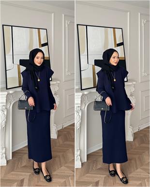 Vally Triko Yelekli Elbise Lacivert