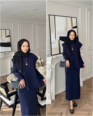 Vally Triko Yelekli Elbise Lacivert