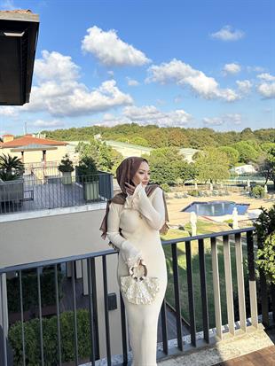 Vanora Triko Elbise Bej